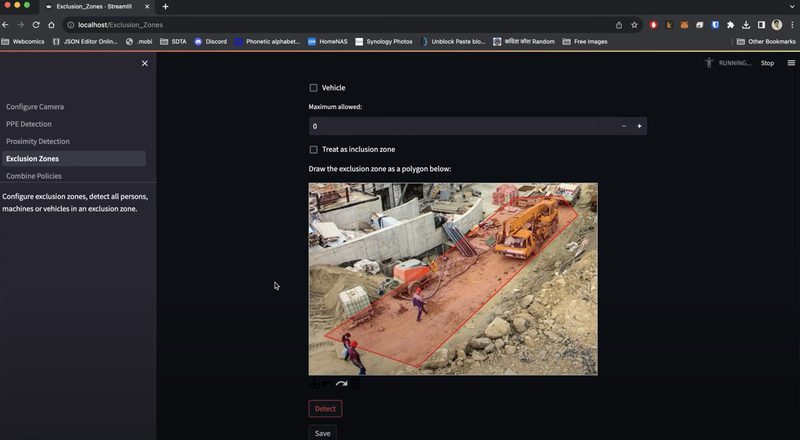 SecuradeAI Edge App screenshot showing live monitoring